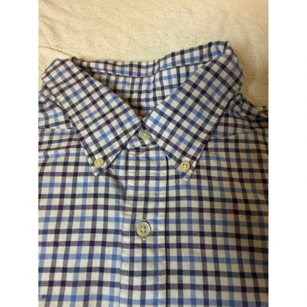 Polo Ralph Lauren Button Down Shirt Mens 2XL Blue Purple Plaid Long Sleeve Pony